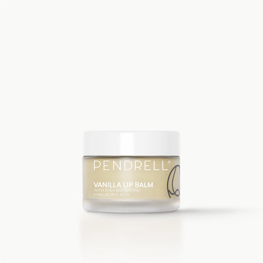 Pendrell Hydrate Balm jar with shea butter and hyaluronic acid for nourishing, hydrating lips.