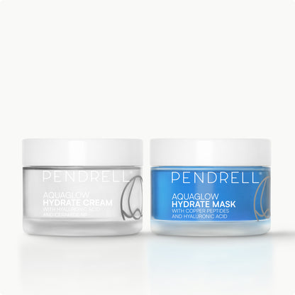 Pendrell Hydration Duo Set with Hydrate Cream and Hydrate Mask, designed to deliver all-day moisture and overnight replenishment.